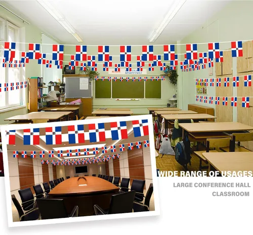 Miniatura 2 de Bandera de cuerda de la República Dominicana, pequeña mini bandera de la República Dominicana, bandera de escarapela, decoración nacional del país