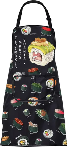 CMNIM Delantales japoneses para sushi con bolsillos, para sushi, chef, para sushi, cocina, cocina japonesa, para regalar a los amantes del sushi