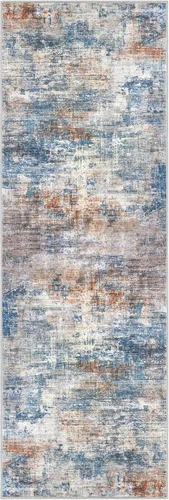 Miniatura 950 de IOHOUZE Alfombra abstracta lavable de 3 x 12 pies para pasillos, antideslizante para cocina, camino de entrada de lana sintética para interiores