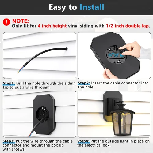 Miniatura 4 de Kit de montaje para revestimiento, bloque de montaje para revestimiento, bloque de montaje para luz exterior con caja eléctrica incorporada, placa