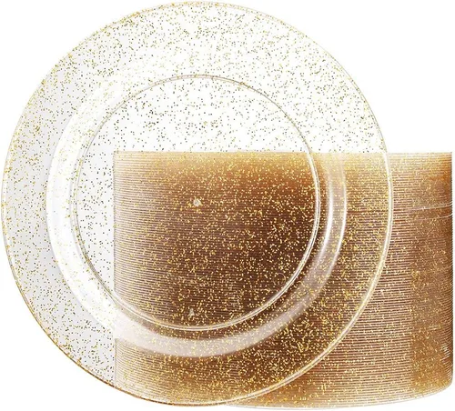 Miniatura 28 de Liacere 100 piezas de platos cuadrados de plástico blanco - 50 piezas de platos de cena resistentes de 9.5 pulgadas y 50 piezas de platos de postre
