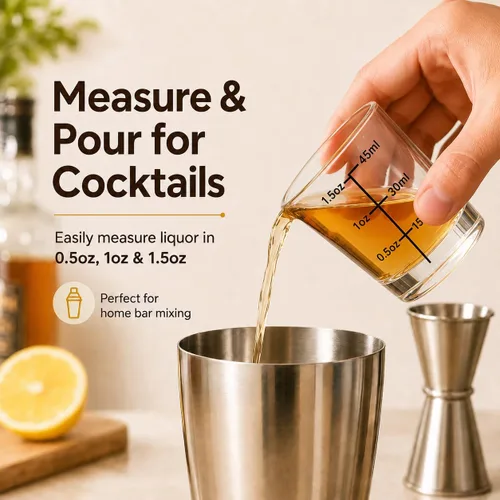 Miniatura 7 de Paquete de 12 vasos de chupito de 1.8 onzas a granel con base pesada, juego de vasos de chupito de medición transparentes para café, vodka, tequila