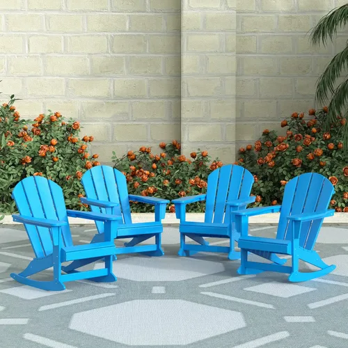 Miniatura 203 de WestinTrends Silla mecedora Malibu de poliéster para exterior/patio Adirondack, Negra