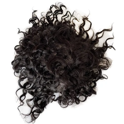 Miniatura 6 de Voloria Full French Lace Toupee Loose Wave Europeo Cabello Humano Sistemas de Reemplazo para Hombres Hairpiece 10x8inch #1B Color Negro