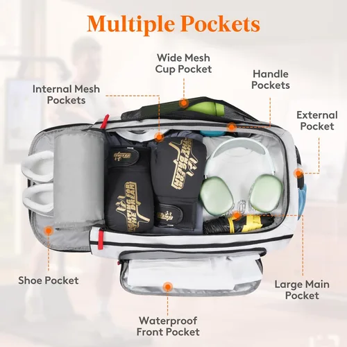 Miniatura 3 de Lifewit Bolsa de gimnasio para hombres y mujeres con compartimento para zapatos, bolsa de viaje de 40 litros para viajes, 3 en 1, impermeable