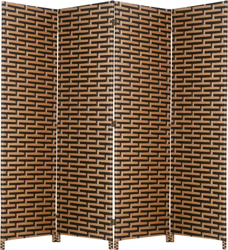 Miniatura 14 de PayLessHere Divisor de ambientes de malla de madera de 6 pies, tejido a mano, pantalla de división portátil plegable para interiores de 4 paneles