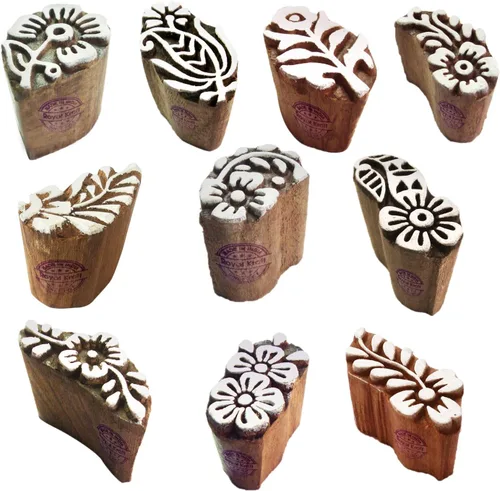 Miniatura 13 de Sellos de impresión de arcilla Arty Crafty pequeños bloques de madera con forma floral (juego de 10) Htag2101
