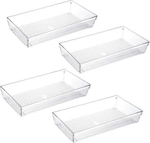 Miniatura 5 de Bandeja organizadora de cajones de plástico transparente para gabinete de tocador (6 x 6 x 2 pulgadas, juego de 8), bandeja de almacenamiento