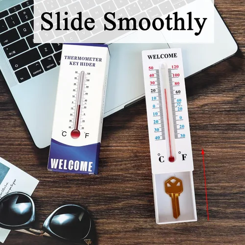 Miniatura 4 de Hide A Key - Termómetro exterior decorativo para ocultadores de llaves, caja de seguridad para llaves de repuesto de casa, gabinete, compartimiento