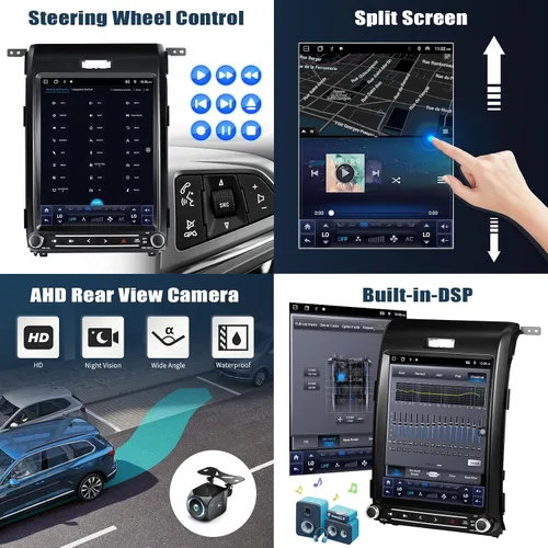 Miniatura 7 de [8 Core 4G+64G] Android 15 Estéreo de coche para Ford F150 2013 2014 con Carplay inalámbrico Android Auto, 12.1 pulgadas pantalla táctil de radio