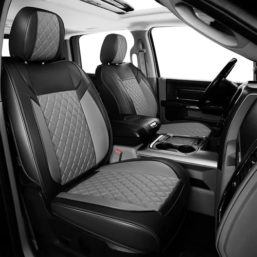 Miniatura 17 de FREESOO Juego completo de fundas de asiento de automóvil para Dodge Ram 2002-2018 1500 y 2011-2026 2500 3500 Crew Quad Cab, 2019-2024 Ram 1500 Negro