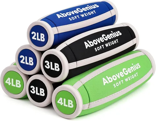 AboveGenius - Pesas de mano para mujeres y hombres, juego de mancuernas suaves de 6 (1 libra, 2 libras, 3 libras cada paquete) para juegos de pesas