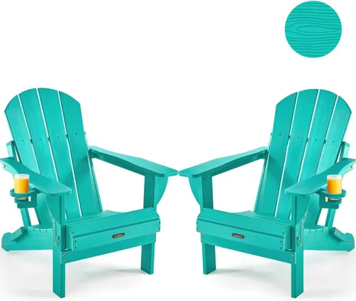 Miniatura 25 de Ciokea Silla Adirondack plegable con textura de madera, silla Adirondack para patio, resistente a la intemperie, silla de plástico para hoguera