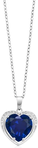 Miniatura 2 de Gem Stone King Collar con colgante de zafiro simulado de plata de ley 925 para mujer