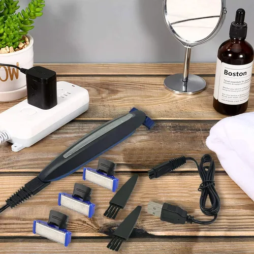 Miniatura 9 de LinMei Solo - Cable de carga de repuesto para cabezal y afeitadora para hombre, recortadora eléctrica con cepillo limpio Negro