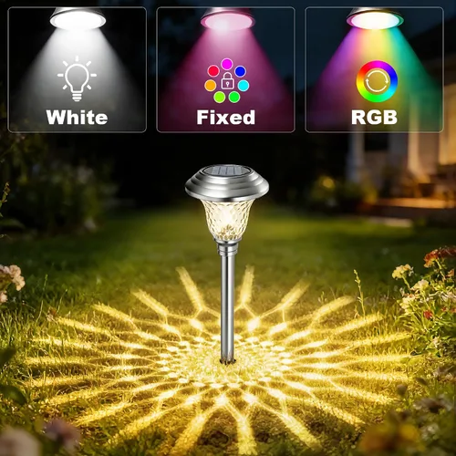 Miniatura 5 de BEAU JARDIN - Luces solares para exteriores para iluminar caminos, patios y jardines, hechas de cristal y acero inoxidables, impermeables