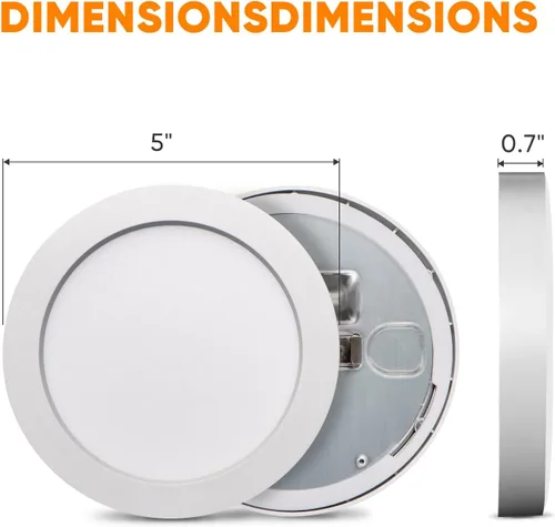 Miniatura 3 de Lámpara de techo LED de montaje empotrado de 5 pulgadas, 120 V, 11 W, 600 lúmenes, luz plana redonda blanca cálida de 3000 K, luz empotrada