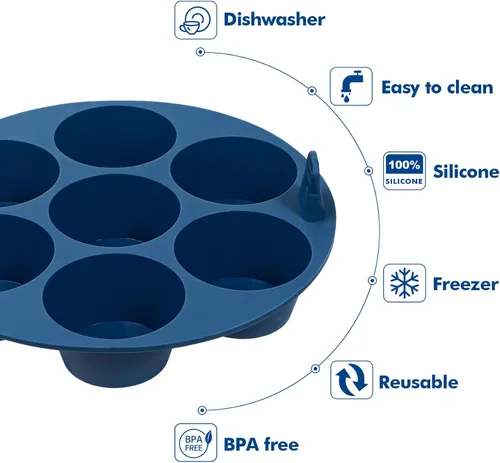 Miniatura 6 de Webake 2 piezas de molde para magdalenas de silicona para freidora de aire para hornear, antiadherente, moldes para huevos de silicona, moldes