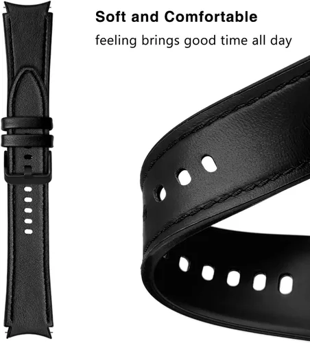 Miniatura 4 de Abanen Correa de reloj para Samsung Galaxy Watch 7 1.575 in/1.732 in, Galaxy Watch 6 1.575 in/1.732 in, suave cuero genuino híbrido silicona