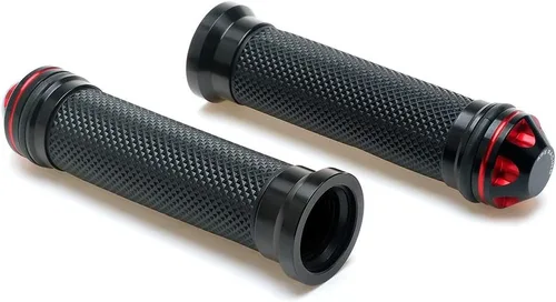 Miniatura 5 de Empuñaduras de mano para motocicleta de 7/8 pulgadas – Universal Gel Rubber CNC Billet Aluminio Manillar Grip con extremo de barra para manillar