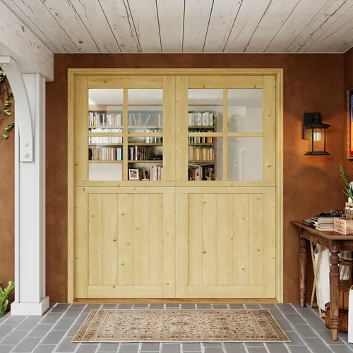 Miniatura 11 de Tablero de Puerta Holandesa para Interior y Exterior, 36" x 80", Universal 4 Lite Vidrio Templado Transparente Puerta Individual Dividida, Puerta