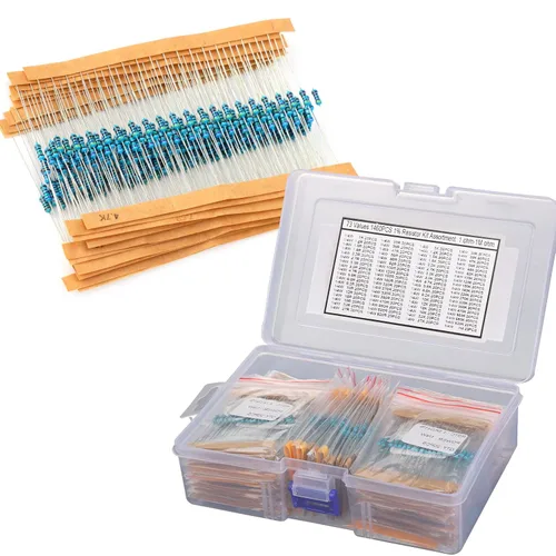 Miniatura 13 de Kit de resistencias de 64 valores 1280 piezas de 1 ohmio-32.8 ft ohmios con 1% 1/4 W de metal de resistencia de película de carbono