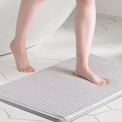 Miniatura 15 de FRESHMINT - Alfombra de baño de espuma viscoelástica ultrasuave con carbón activado, 17 x 24 pulgadas, tapete para baño antideslizante, alfombras