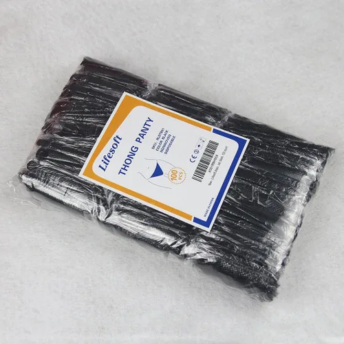 Miniatura 6 de Paquete de 100 tangas desechables para bronceado esterilizante, envueltas individualmente, color negro, Negro