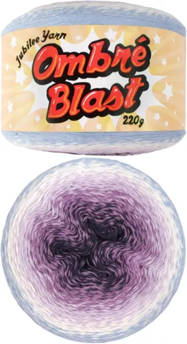 JubileeYarn Hilo Ombré Blast - 220g/pastel Algodón Peso Bebé - Cripta de Hielo - 1 Pastel 119 Cripta de hielo