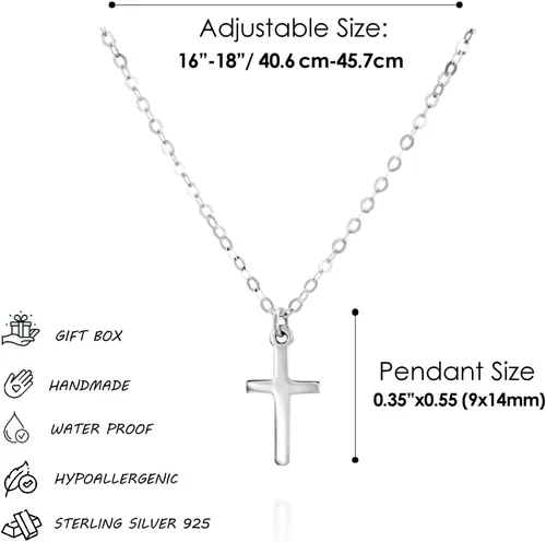 Miniatura 37 de Collar de cruz de oro para mujer, collares con colgante de cruz minimalista, longitud de 16 a 18 pulgadas, joyería cristiana hecha a mano, regalo