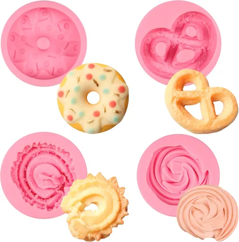 Moldes de silicona para fondant, 4 moldes de silicona para hornear pasteles, dulces, chocolate, flores, pasta de azúcar, manualidades, mazapán, F-25
