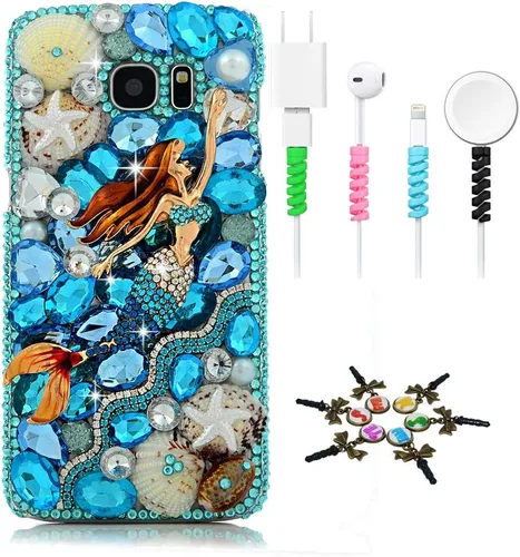 Miniatura 11 de Sparkle Funda compatible con Samsung Galaxy J2 Prime – Elegante funda 3D hecha a mano con diseño musical de flores grandes con protector de cable
