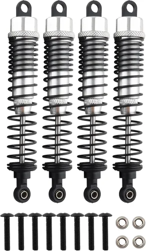 Miniatura 14 de 4 amortiguadores delanteros y traseros, suspensión ajustable de 3.858 in de aluminio para autos RC 1/10 HSP 94166 94106 94107 94155 94170 Buggy Rojo