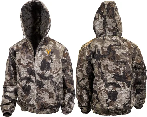 Miniatura 3 de HOT SHOT Chaqueta de caza de camuflaje de sarga aislada para hombre, camuflaje con carcasa de algodón, para clima frío, caza de aves y ciervos