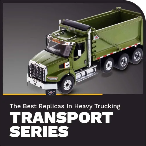 Miniatura 7 de 1:50 Western Star Tándem con eje empujador y carrocerías buey vertedero de estampida – Capó de apertura, motor diesel Detroit, puertas de apertura