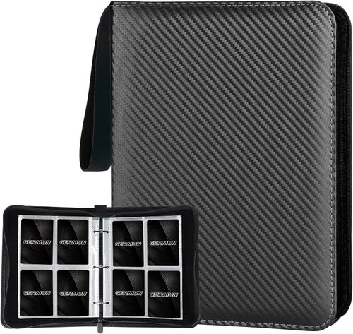 GERMUN Carpeta de 4 bolsillos para tarjetas, carpeta premium con cierre de tarjeta coleccionable, carpeta de colección de 400 bolsillos doble cara 4