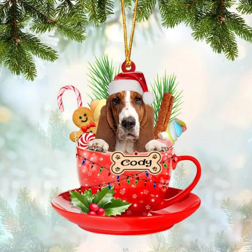 Miniatura 78 de NAZENTI Adorno personalizado de Alaskan Malamute en taza roja, adorno de Navidad personalizado para perros amantes de las mascotas, colgante