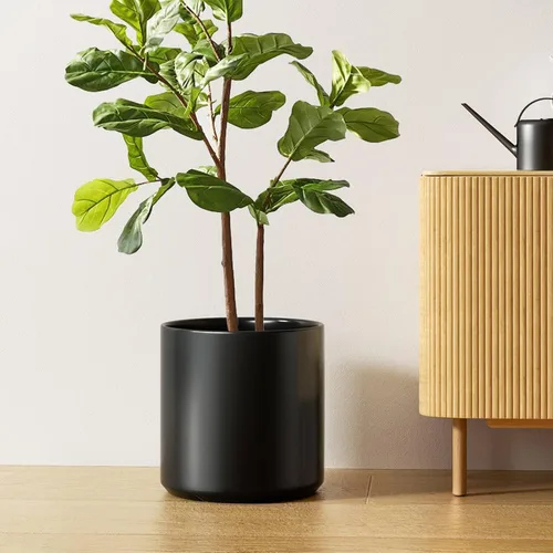 Miniatura 10 de LE TAUCI Maceta de 12 pulgadas para plantas, macetas de cerámica para plantas de interior, macetas cilíndricas modernas de mediados de siglo