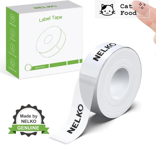 Miniatura 8 de Cinta para hacer etiquetas genuina Nelko P21, papel de impresión de etiquetas adaptado, 14x50mm (0.55"x1.97"), etiquetado laminado estándar de while