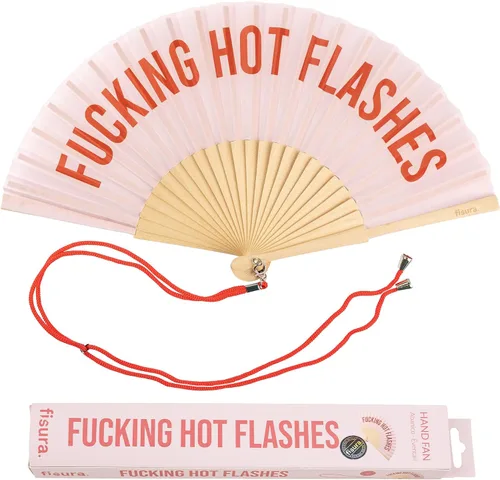 Miniatura 13 de Fisura Ventilador plegable original, mejor tarde que feo, abanicos de mano de madera para mujeres plegables - Diseño rosa y rojo para raves