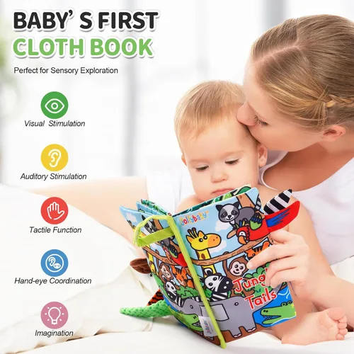 Miniatura 2 de Jollybaby Libros arrugados para bebés, juguetes sensoriales suaves al tacto y tacto para bebés de 0 a 6 meses, juguetes de tela educativa temprana