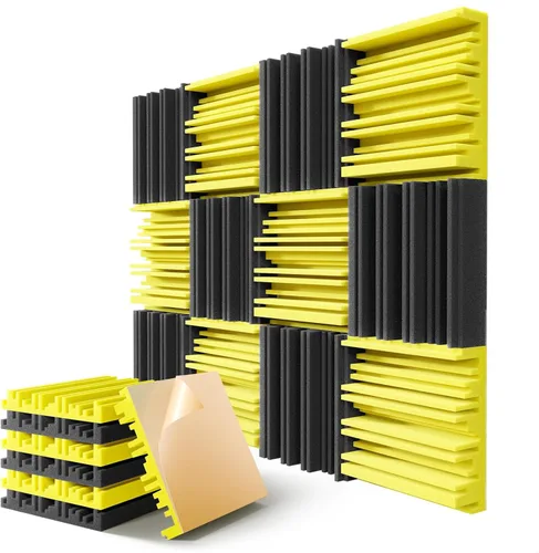 Miniatura 10 de Paquete de 12 paneles de pared insonorizados, paneles de espuma acústica de 12" x 12" x 2" para paredes, panel insonorizante autoadhesivo, paneles