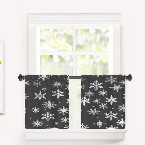 Miniatura 37 de Cortinas opacas de cocina con pintura al óleo de Europa rosa y negra para ventanas, cenefas opacas modernas de torre Eiffel de poliéster multicapa