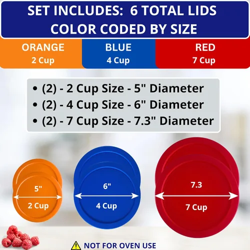 Miniatura 2 de Tapas/Cubiertas de repuesto naranja, azul, rojo de 2, 4 y 7 tazas para cuencos de almacenamiento Pyrex, Anchor Hocking y KlareWare *Solo tapas