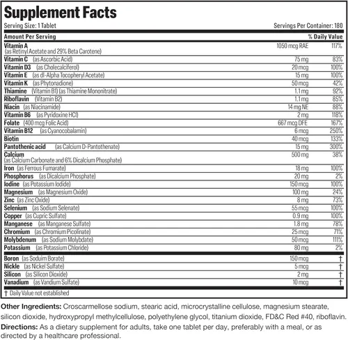 Miniatura 7 de Bronson ONE Daily Multivitamínico Completo Multimineral para Mujeres Una Vez al Día Multi para Mujeres Activas, 180 Tabletas