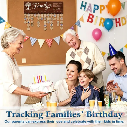 Miniatura 2 de Wellinc Regalos para abuela y mamá - Placa de calendario recordatorio de cumpleaños familiar, regalo del Día de la Madre para la abuela, tablero