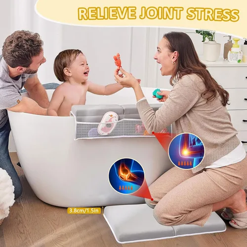 Miniatura 3 de Juego de rodilleras y coderas de baño para bebé, almohadilla de rodillas extra larga de secado rápido para bañar al bebé con soporte de rodilla