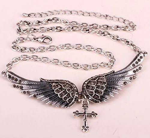 Miniatura 2 de Jewelry - Gargantilla con colgante de alas de ángel de la guarda, 18 + 2 pulgadas