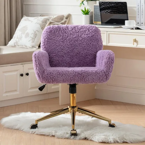 Miniatura 14 de LKTART Silla de oficina tapizada de terciopelo con botón copetudo con base de metal dorado, silla de escritorio ajustable silla de oficina giratoria