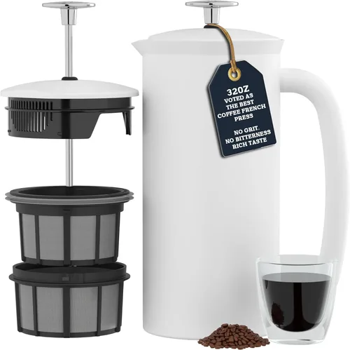 Miniatura 9 de ESPRO P7 - Prensa francesa de acero inoxidable 304 con microfiltro patentado de doble pared y aislamiento, prensa francesa para café con preparación